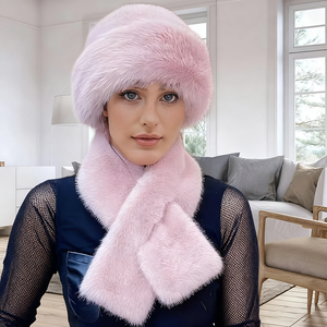 Kadın kış Rex tavşan kürk örme kulak kap ve uzun eşarp Set rahat şapka ve eldiven - Product Image 4