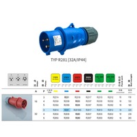 Prise industrielle WEIPU TYPR281 32A 230V 3 broches (2P+E) Câble mâle droit IP44 IEC60309 Connecteur d'alimentation industriel étanche