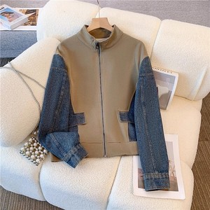 Jeans Suit with <strong>Patchwork</strong> <strong>Top</strong>, New Style Casual Wide-leg Long Pants, Two-piece Set for Spring and Autumn. - Product Image 4