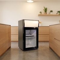 Mini-réfrigérateur commercial NE-25CL-12 noir 25L avec porte vitrée LED pour boissons, à poser sur comptoir