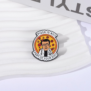 Sming pimleri Pizza diyet parçası değildir emaye Pin karikatür erkekler doktor sağlıklı diyet Metal broş yaka rozeti takı - Product Image 2