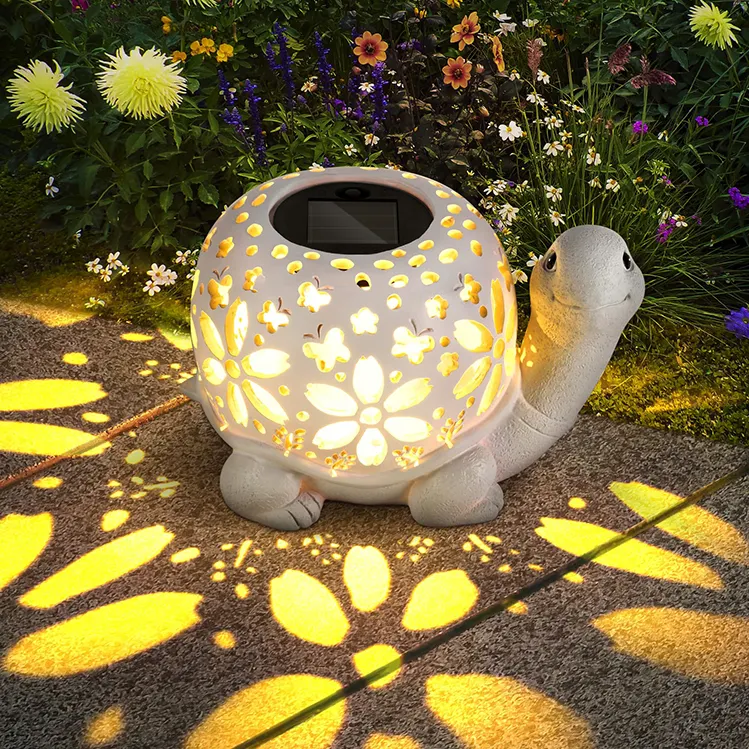 Lanterne d'extérieur tortue avec lumière de jardin LED étanche lanternes décoratives lampe de table pour patio cour jardin cadeaux pour anniversaire