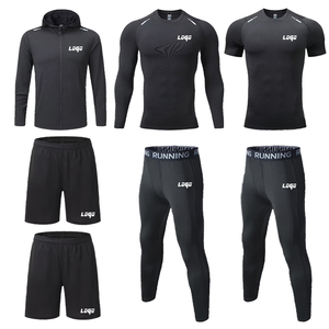 <span class=keywords><strong>Ensemble</strong></span> de vêtements de sport personnalisés en tricot solide à manches longues pour la course à pied pour le basket-ball Fitness à séchage rapide pour hommes - Product Image 2