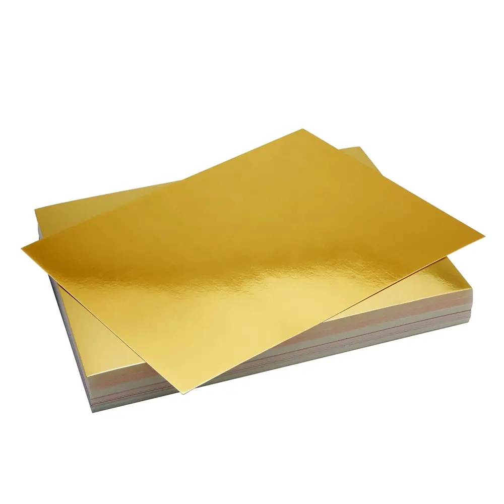 Imprimable épais miroitant 250 GSM miroir doré argent métallisé PP PVC PET feuille carte Stock pour affiche fabrication de cartes cadeau sac boîte