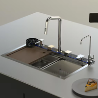 Évier de cuisine multifonctionnel numérique de 33 pouces, design rectangulaire, acier inoxydable 304 Voriva