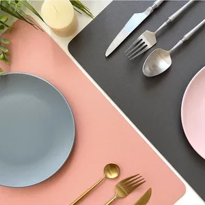 Modern Style Double-Layer PU Leather Eco-Friendly Non-Slip Heat-Proof Waterproof Oil-Retardant 43x30cm <b>Table</b> <b>Mat</b> Placemat for - Product Image 3