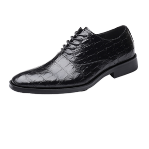 Chaussures habillées Oxford pour hommes, pointues, style business, à lacets, en cuir de crocodile uni, noires et marron, tailles 38-48, pour mariages printaniers - Product Image 1