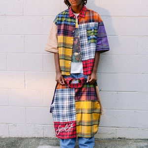 Custom High Quality Design Fashion Plaid <b>Shirt</b> Cut and Sew 100% Cotton Casual Street Wear Button up Plaid <b>Shirt</b> - Product Image 3