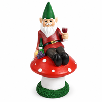 Statue de gnome barbu en résine, figurine personnalisée, décor champignon buvant du vin, pour la maison, l'extérieur, la terrasse, la cour, la pelouse, cadeau, ornement