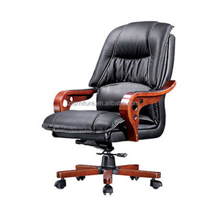 Silla de Oficina Ergonómica Giratoria de Lujo Superior con Patas de Madera y Reposabrazos Ejecutivos de Cuero PU para Uso en Hospitales y Escuelas - Product Image 2