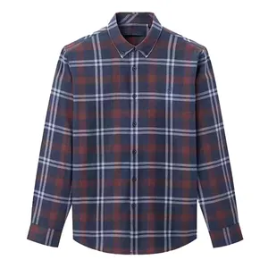 Autumn New Men's Refreshing Plaid Soft Cotton Dress Shirts Men's Fashion Casual Long Sleeve flannel Shirts
