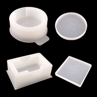 INTODIY Ensemble de moules en silicone pour sous-verres avec support de rangement, moules ronds et rectangulaires pour sous-verres en résine, 4 pièces, en sachet OPP, outils de pâtisserie