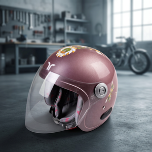 Nuevo Casco Integral de Motocicleta con Diseño Floral Jet, ABS, PC, Visera Transparente de Espuma de Liberación Rápida, Certificado DOT, Compatible con HANS, para Adultos - Product Image 3