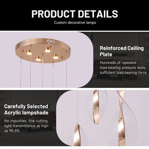 <span class=keywords><strong>Lampadario</strong></span> a Sospensione LED dal Design Creativo a Spirale Unico, Confortevole <span class=keywords><strong>per</strong></span> la Vista, <span class=keywords><strong>per</strong></span> Appartamenti, Sale da Pranzo, Camere da Letto, Ingressi - Product Image 4