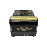 SEASOUND OEM Accordéon 34 Boutons 12 Basses 3 Registres Noir Brillant Grille Dorée Boutons Dorés Instrument Acrodeon JB3412C