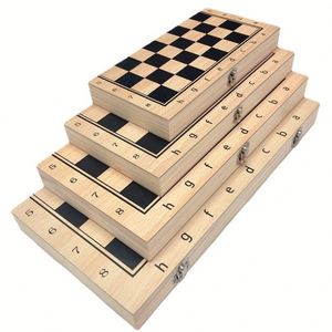 Juego de ajedrez de madera tres en uno, juego de madera maciza, plegable, portátil, competitivo, interactivo entre padres e hijos, juguetes educativos - Product Image 3