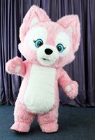 Costume de mascotte de renard rose gonflable en fourrure, style dessin animé, pour adulte, idéal pour carnaval, activités, fête, cosplay, tenue en peluche