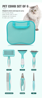 Kit de toilettage pour animaux 6 en 1, ensemble de toilettage pour chiens et chats avec brosse lissante, peigne démêlant, peigne anti-poils, coupe-ongles, lime à ongles