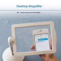 Support rotatif à 360 degrés, amplificateur d'écran, loupe pliable avec lumière pour la lecture sur bureau, matériau ABS