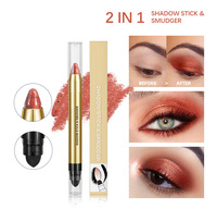 Stylo ombre à paupières multifonctionnel 2 en 1 de marque privée étanche à l'eau métallique scintillante Duo-tête avec éponge