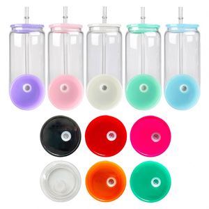 Entrepôt USA – Vente en gros – Couvercles de remplacement en plastique colorés sans BPA pour bocaux Mason et canettes en verre de 16 oz avec pailles intégrées - Product Image 5