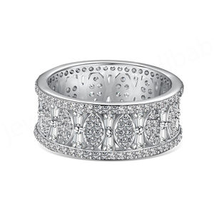S925 argent Sterling plaqué platine taille brillant diamants de laboratoire pavé réglage à la mode anniversaire bague pour femme cent Original - Product Image 5