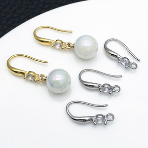 Ganchos para pendientes con circonita cúbica, tamaño 10x25,5mm, 65 unidades, para accesorios de joyería DIY, chapados en plata y oro - Product Image 4