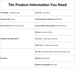 Luces para Auto VW Jetta, Lentes de Proyector para Faros Delanteros 2011-2019 MK6, Luz Dinámica LED, Accesorio Automotriz - Product Image 3