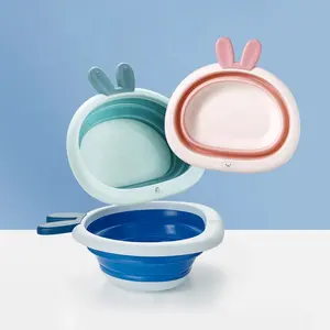 Lavabo da bagno pieghevole per bambini in Silicone portatile per bambini che lavano vasche per il viso lavabo pieghevole in plastica