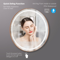 Miroir de salle de bain intelligent moderne à LED rond avec écran tactile, anti-buée, design doré et noir, avec éclairage