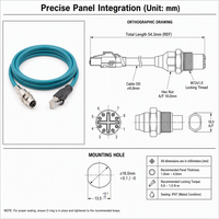 Kabel Ethernet Industri M12 X-Coded 8 Pin ke RJ45 Cat6A, Kabel SSTP Berpelindung Ganda 10Gbps PUR untuk Kamera GigE Vision