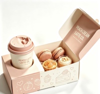 Boîte à biscuits personnalisée de qualité alimentaire avec tasse à café, boîte à gâteaux rectangulaire pliable et recyclable pour café et boulangerie