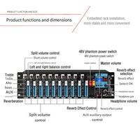 Console audio analogique professionnelle GAX-QX12 à 12 canaux, montée en rack, intégrée avec effets