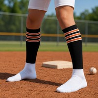 Chaussettes de baseball sur mesure avec logo personnalisé, style étrier, chaussettes contrastées blanches pour les ligues de softball jeunesse