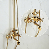 Système de douche à effet pluie vintage haut de gamme STOCCO, ensemble de douche mural en or brossé de luxe pour suites d'hôtel et rénovations de villas