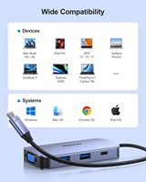 BENFEI USB-C Dockingstation, 8-in-1 mit Dreifach-Display Dual HDMI, VGA, 3*USB 3.0, 100W Stromversorgung, 3,5mm AUX Audio