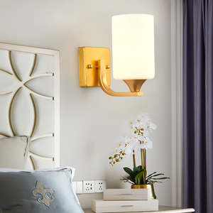 Nouveau Style simple appliques murales chambre couloir escalier couloir salon or verre abat-jour 2 lumière applique murale - Product Image 4