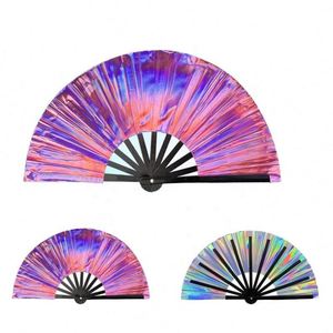 Abanico Plegable Chino de Estilo Antiguo, Ecológico, de PVC Holográfico y Bambú, Pintado en Varios Colores, Ideal para Bodas y Fiestas - Product Image 3