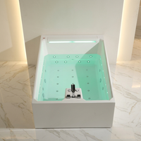 Baignoire de massage moderne en acrylique autoportante pour 2 personnes, 1,8 mètre, 30 buses, luxueuse, pour salle de bain de villa adulte, avec bulles et lumière LED