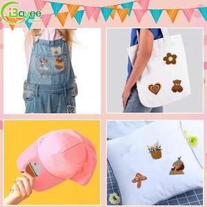 New Brown Coffee <b>Bear</b> <b>Flower</b> Leaf Mushroom Heart Design Felt PVC Iron-On Embroidery Patch for Hat Clothes Backpack Decoration - Product Image 3