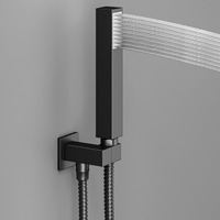 Ensemble de douche en acier inoxydable noir, système de douche mural, mélangeur de baignoire de salle de bain, robinet de douche à pluie de 10 pouces, céramique