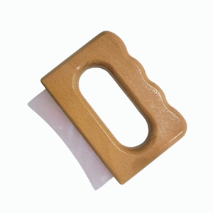 Herramienta Gua Sha de Cuarzo Rosa Natural con Mango de Madera, Masajeador Corporal para Masaje de Meridianos y Circulación Sanguínea - Product Image 3
