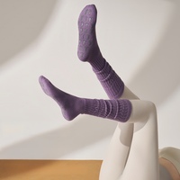 Chaussettes de yoga longues et épaisses pour femmes, antidérapantes, 100% coton, respirantes, pour le Pilates, la danse, l'hiver