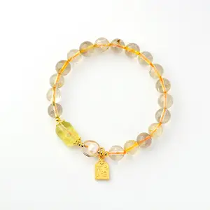 Wholesale natural yellow hair crystal pearl bracelet citrine New Chinese fashion bracelet
