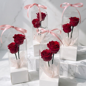 Caja de Regalo Transparente de Lujo con Diseño de Arco y Asa Portátil, Empaque de PVC para Rosas, Decoración para San Valentín, Bodas y Fiestas - Product Image 2