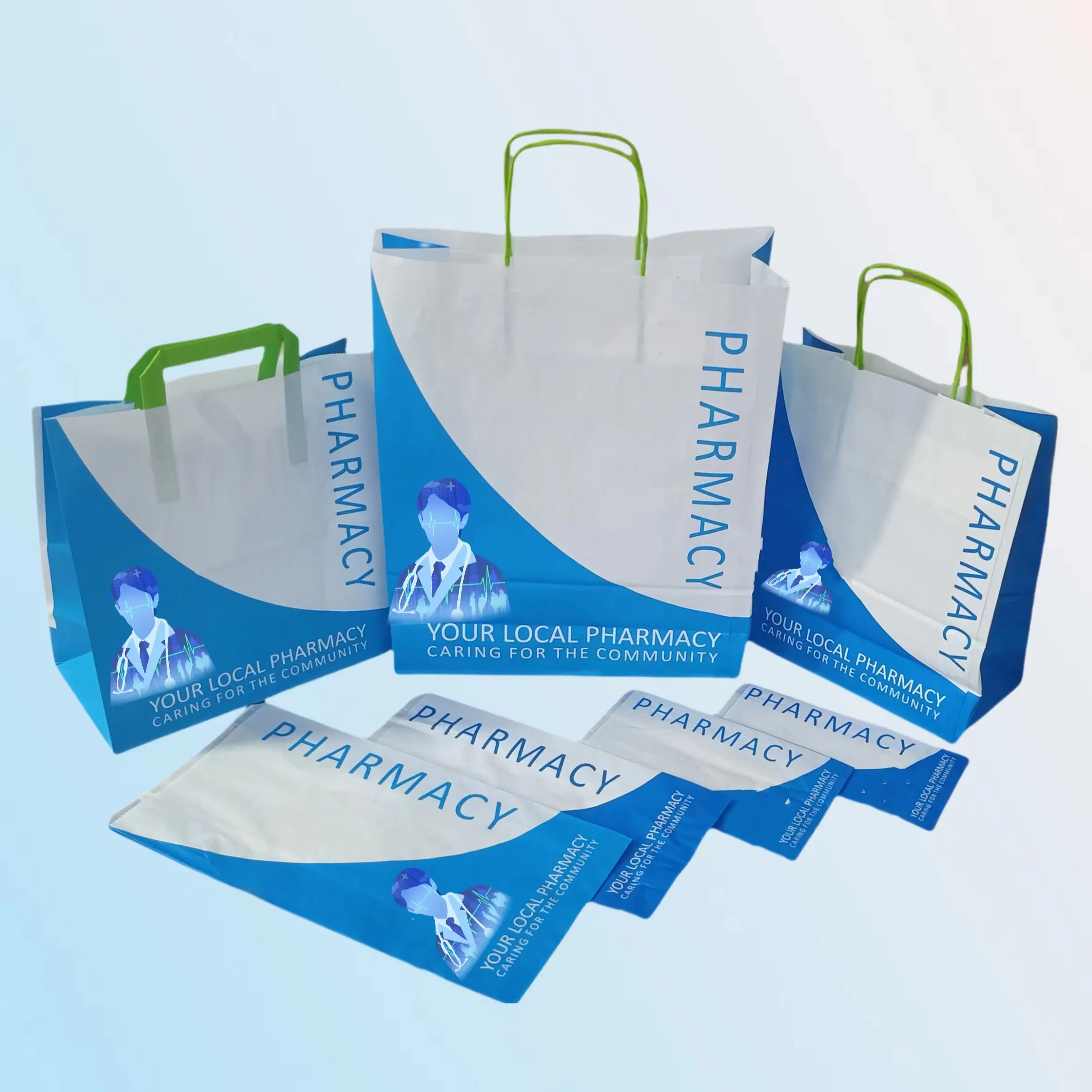 Custom Print Logo Wholesales travel airplane vomit air sickness medical sterile kraft paper bags for Pharmacy Clinic Hospital