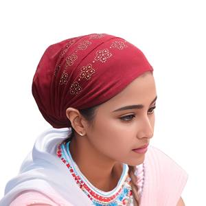 YASEEN Nuevo Pañuelo Musulmán para Mujer, de Acrílico Arrugado, Ecológico, Transpirable, de Color Sólido, con Decoración Floral, Gorro para Ramadán - Product Image 1