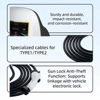 Cargador de Vehículos Eléctricos de Nivel 2 Tipo 2 de 32A y 7KW, Nuevo, para Montaje en Pared, IP65, Control Inteligente por Aplicación, RFID, NFC, Certificado por FCC/CE, Cable de 5 Metros, Venta al por Mayor de Fábrica