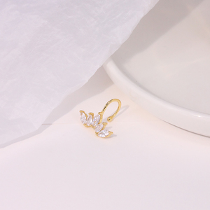 ROXI Fashion S925 Argent Sterling Style Ins Simple Couronne Diamant Œil de Cheval Clip d'Oreille Boucle d'Oreille - Product Image 3