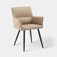 Fauteuil de salle à manger en similicuir beige antique confortable avec pieds en métal